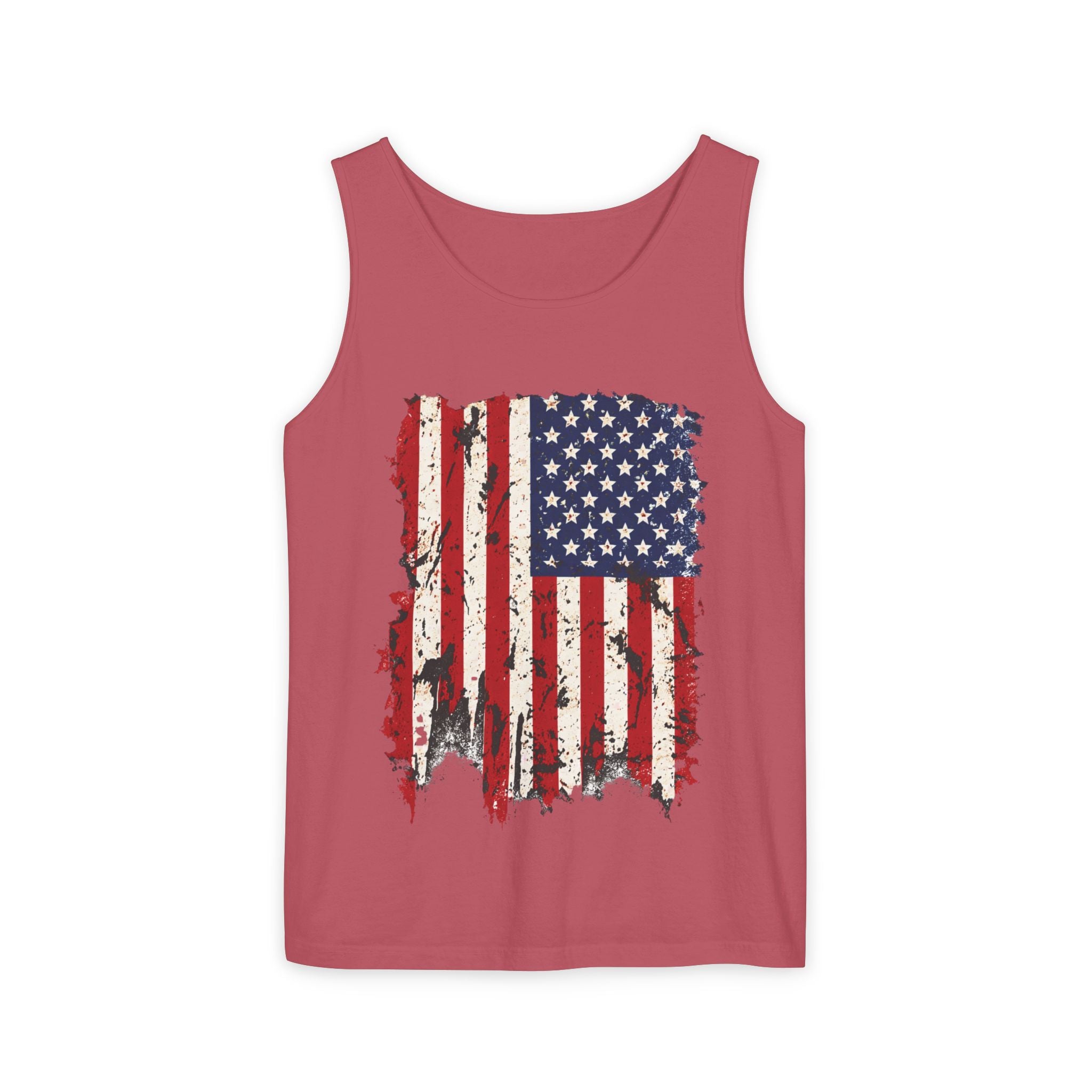 Distressed American Flag Tank Top  Patriotic USA Sleeveless Shirt for 4th of July Summer and Everyday Wear