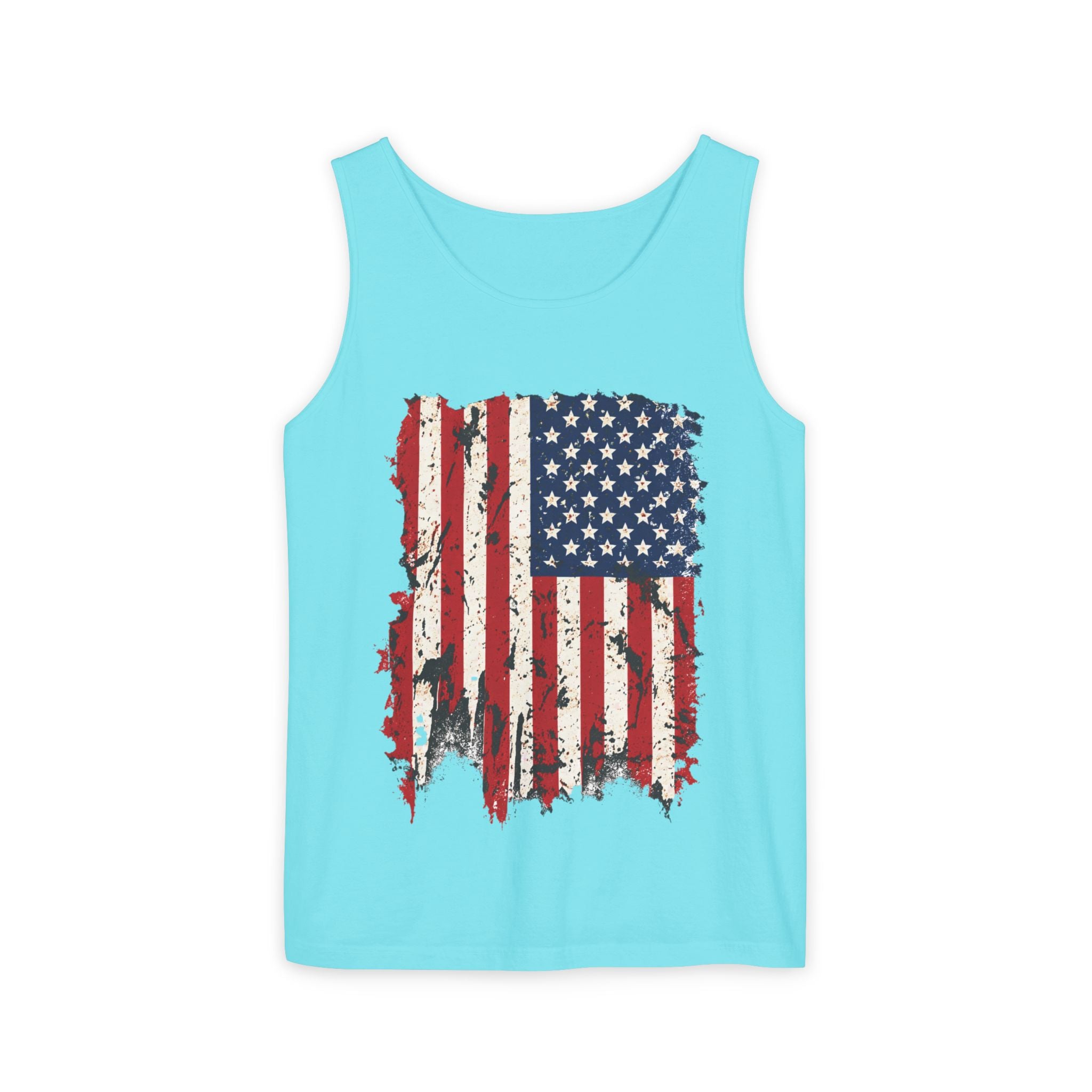 Distressed American Flag Tank Top  Patriotic USA Sleeveless Shirt for 4th of July Summer and Everyday Wear