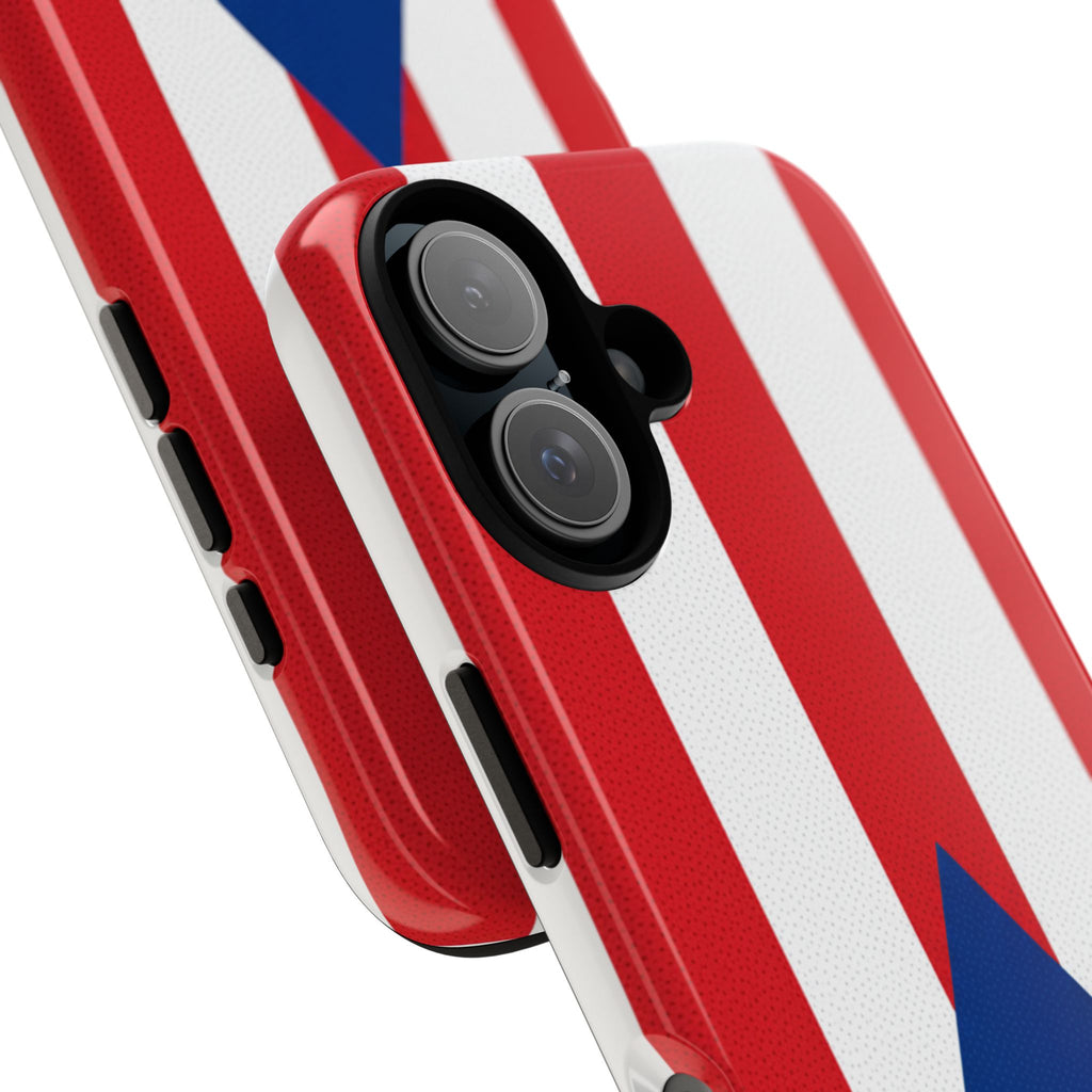 Puerto Rico Flag Tough Phone Case Patriotic Red & White Stripe Design