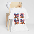 T-Shirt American Cowboy Boot with American Flags Patriotic Tee