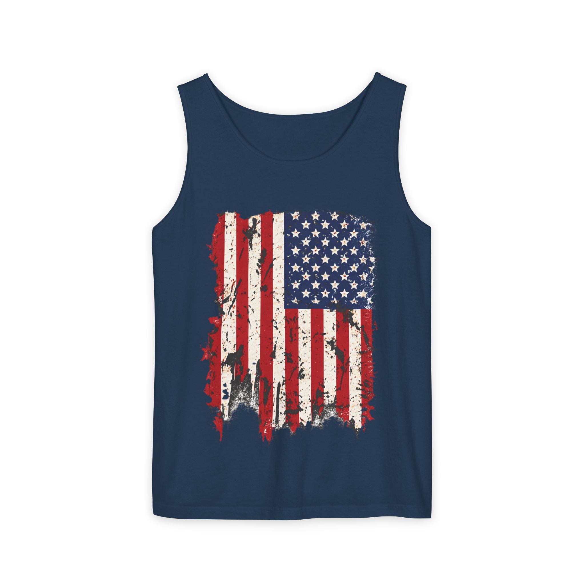 Distressed American Flag Tank Top  Patriotic USA Sleeveless Shirt for 4th of July Summer and Everyday Wear