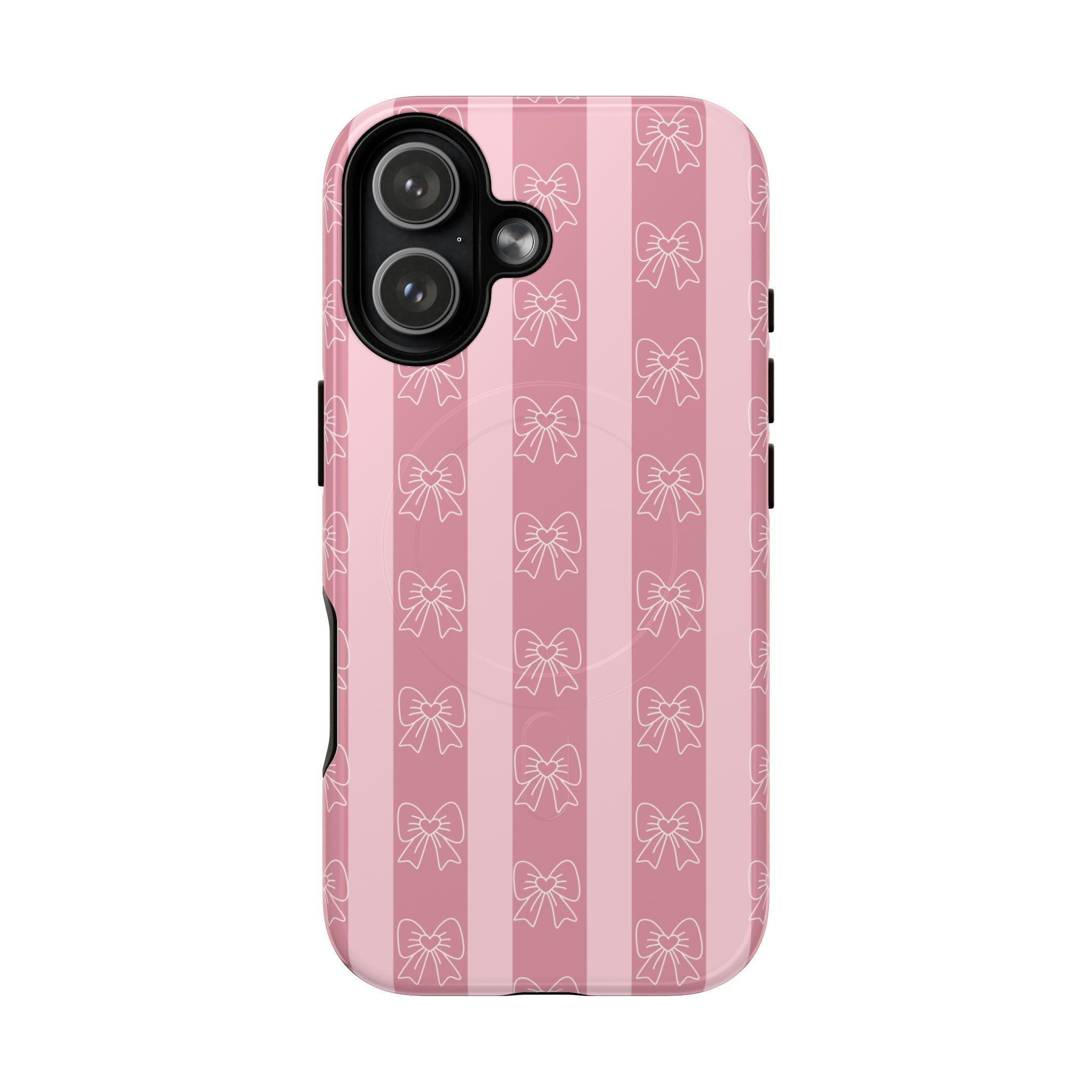 Pink Bow Stripes Magnetic Phone Case Tough Protective iPhone Cover