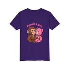 Youth Tee — "Punch Love" Monkey Hugging Pink Teddy Cute Kids Valentine Shirt