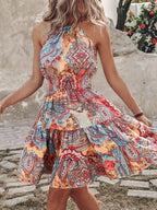 Paisley Print Halter Neck Mini Dress