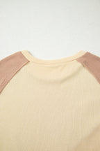 Light French Beige Leopard Star Color Block Patchwork Textured Baggy Sweatshirt