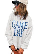 Black GAME DAY Vintage Washed Letter Graphic Baggy Sweatshirt