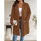 Womens Long Cardigans Cable Knitted Open Front