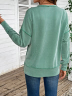 Side Slit Round Neck Sweatshirt