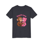 Youth Tee — "Punch Love" Monkey Hugging Pink Teddy Cute Kids Valentine Shirt
