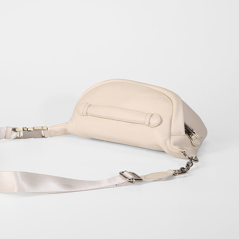 Genuine leather waist bag for women elegant crossbody chest purse unisex for travel running fanny pack