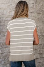 Parchment Side Slits Crewneck Short Sleeve Sweater Tee