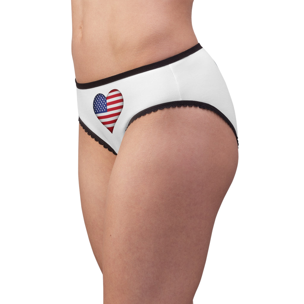 Patriotic American Flag Women's Briefs — USA Heart & Flag Design