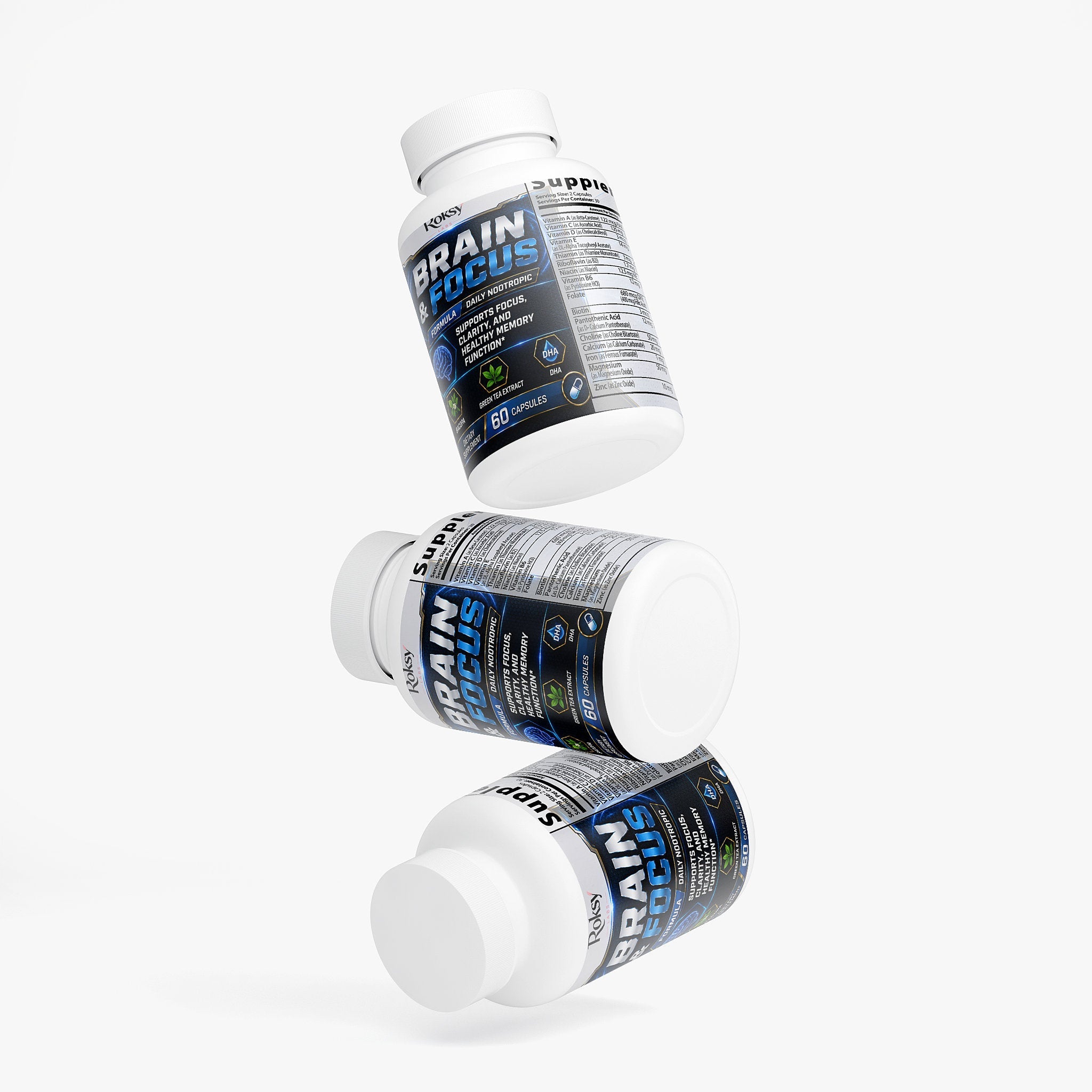 Brain & Focus Nootropic Supplement for Clarity 60ct– Support for Memory & Energy