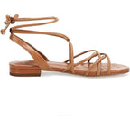 Ermonn Womens Size 10 Brown Open Toe Lace Up 1" Heel Gladiator Flat Sandal Shoes