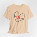 Heartfelt Love Unisex Tee - Casual Style, Y'all Shirt, Gift for Friends, Valentine's Day, Cozy Outfit, Everyday Wear