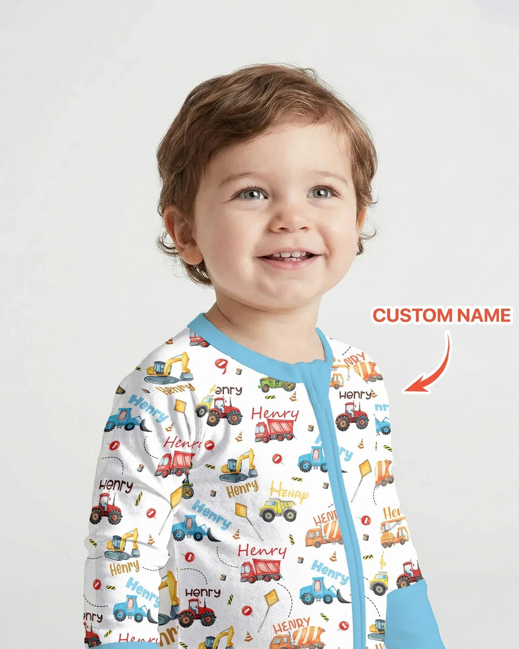 Construction Vehicles Custom Name Bamboo Convertible Zippy