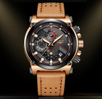 Men's Waterproof Modern Watch With Leather Belts, Stainless Steel Case Excellent Look Perfect Gift