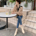 Square Toe Elastic Chunky Heel Boots