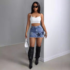 Spicy Girl High-Waisted Slimming Ultra-Short Denim Skirt