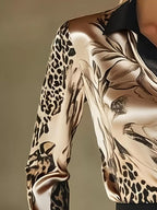 Printed Button Up Satin Shirt