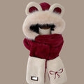 Bow-style Warm Three-piece Set Winter Cycling Windproof Scarf And Gloves Combo