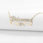 Personalized Heart Iced Out Name Necklace Butterfly Pendants