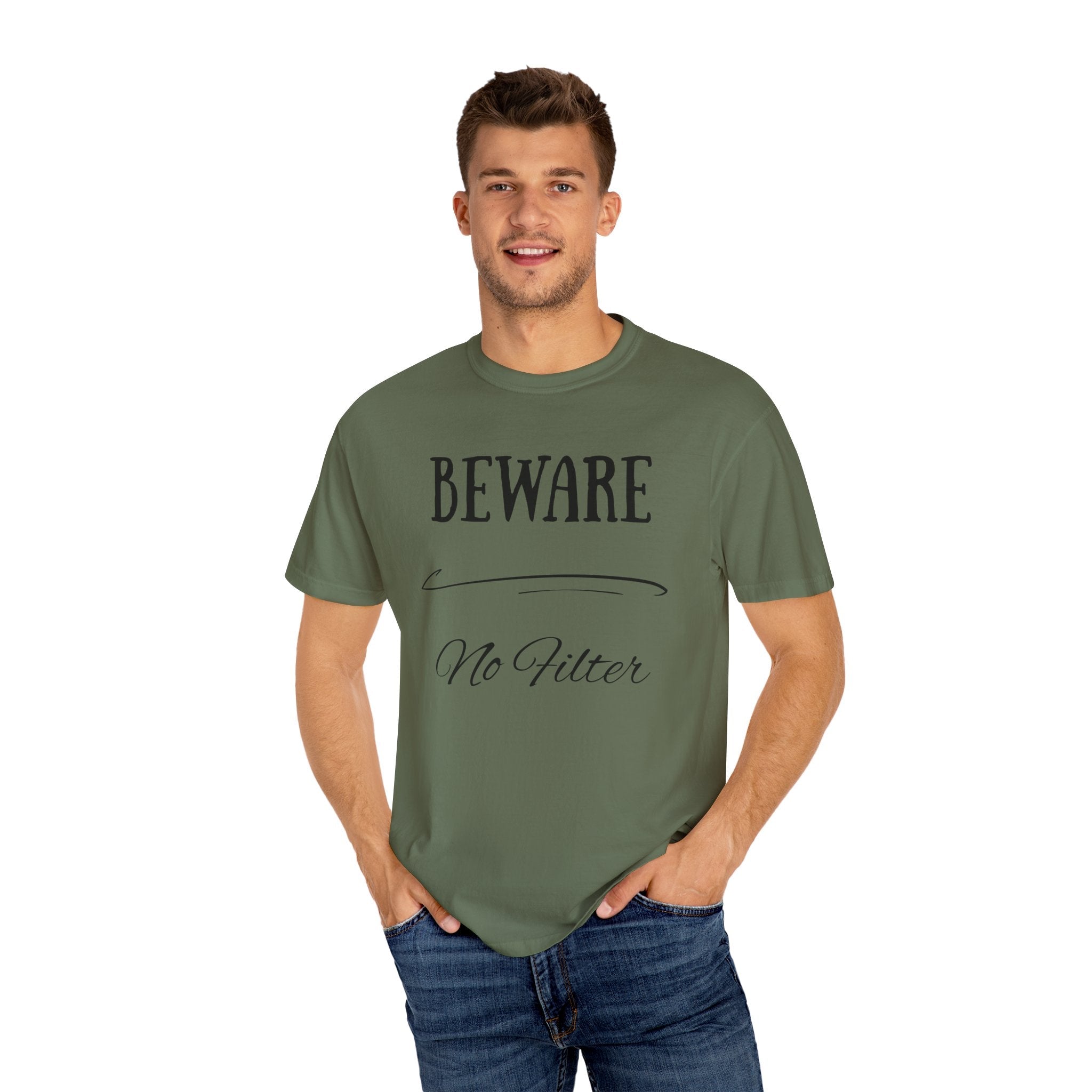 Unisex Graphic Tee - "Beware No Filter" T-shirt, Casual Wear, Gift Idea, Everyday Style, Statement Shirt