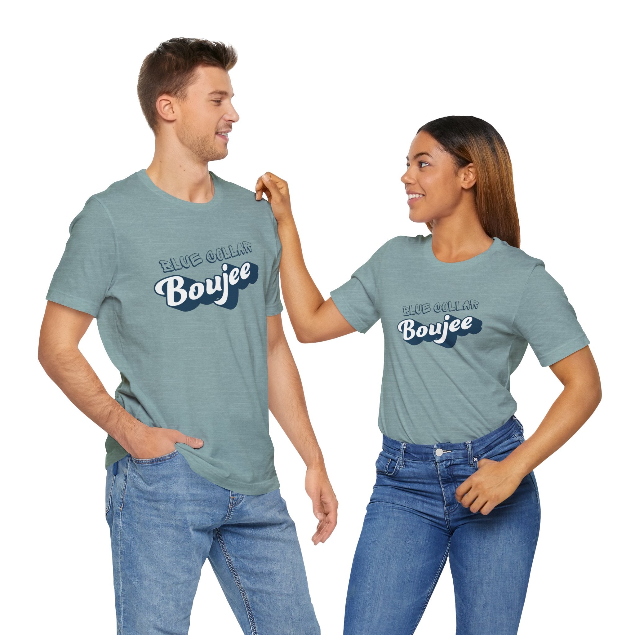 Boujee Blue Collar Unisex Tee, Trendy Graphic Shirt, Casual Wear, Gift for Him/Her, Fun Attire for Themed Parties