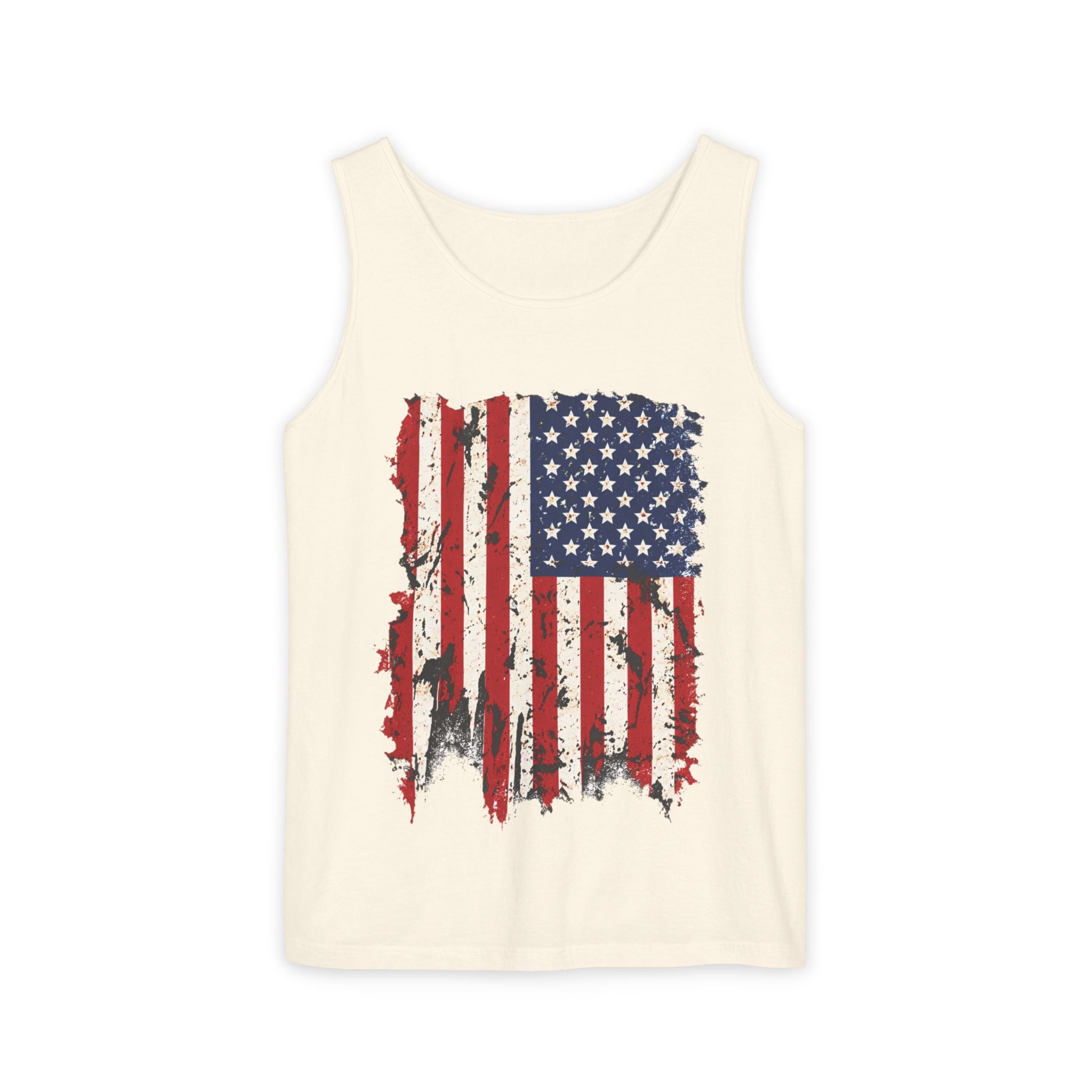 Distressed American Flag Tank Top  Patriotic USA Sleeveless Shirt for 4th of July Summer and Everyday Wear