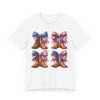 T-Shirt American Cowboy Boot with American Flags Patriotic Tee