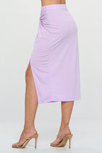 Made in USA Midi Skirt with Front Knot and Slit