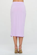 Made in USA Midi Skirt with Front Knot and Slit