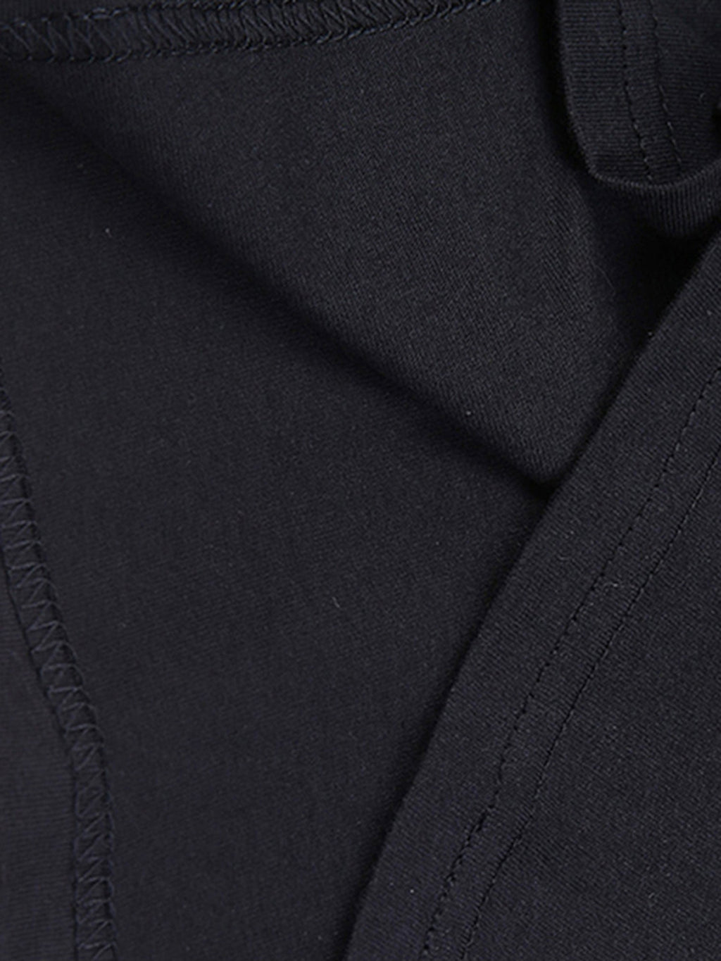 Close-up of a black garment with stitching details