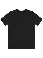 Black t-shirt on a white background