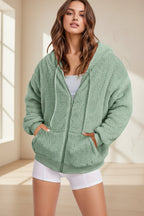 Long Zip-Up Hoodie – Soft Cotton Velvet, Oversized Fit