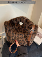 Leopard Plush Crossbody Bag