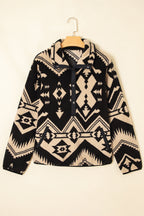 Black Western Aztec Half Zip Plush Sweatshirt
