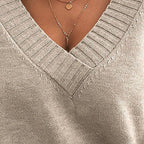 Women’s V-Neck Drop Shoulder Sweater | Casual Long Sleeve Pullover