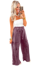 Wild Ginger  Mineral Wash Knot High Waist Raw Hem Pants