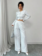 Women’s Tweed Pearl-Button Jacket & Pants Set