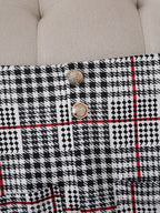 Plus Size Plaid Skirt Suit for Women – Two-Piece Blazer and High Waist Skirt Set