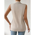 Women's Sleeveless Open-Front Vest Blazer – Work & Office Jacket