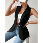 Women's Sleeveless Open-Front Vest Blazer – Work & Office Jacket