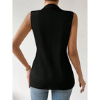 Women's Sleeveless Open-Front Vest Blazer – Work & Office Jacket