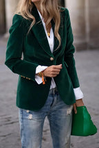 One-Button Lapel Collar Long Sleeve Blazer for Women