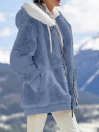 Plush Hooded Jacket – Oversized Fleece Zip-Up with Pockets