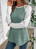 Waffle Knit Raglan Sleeve T-Shirt