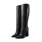 Knee High Boots Women High Heel Casual Shoes Pointed Toe Solid Color Autumn Winter Western Boots Women
