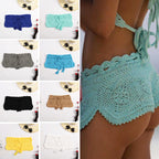 Beach Boyshorts Solid Color Women Sexy Bikini Swimming Trunks Crochet hook