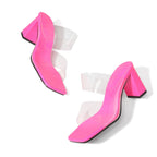 Candy Color Sandals High Heels Transparent PVC All Match High Heel Square Toe Sandals